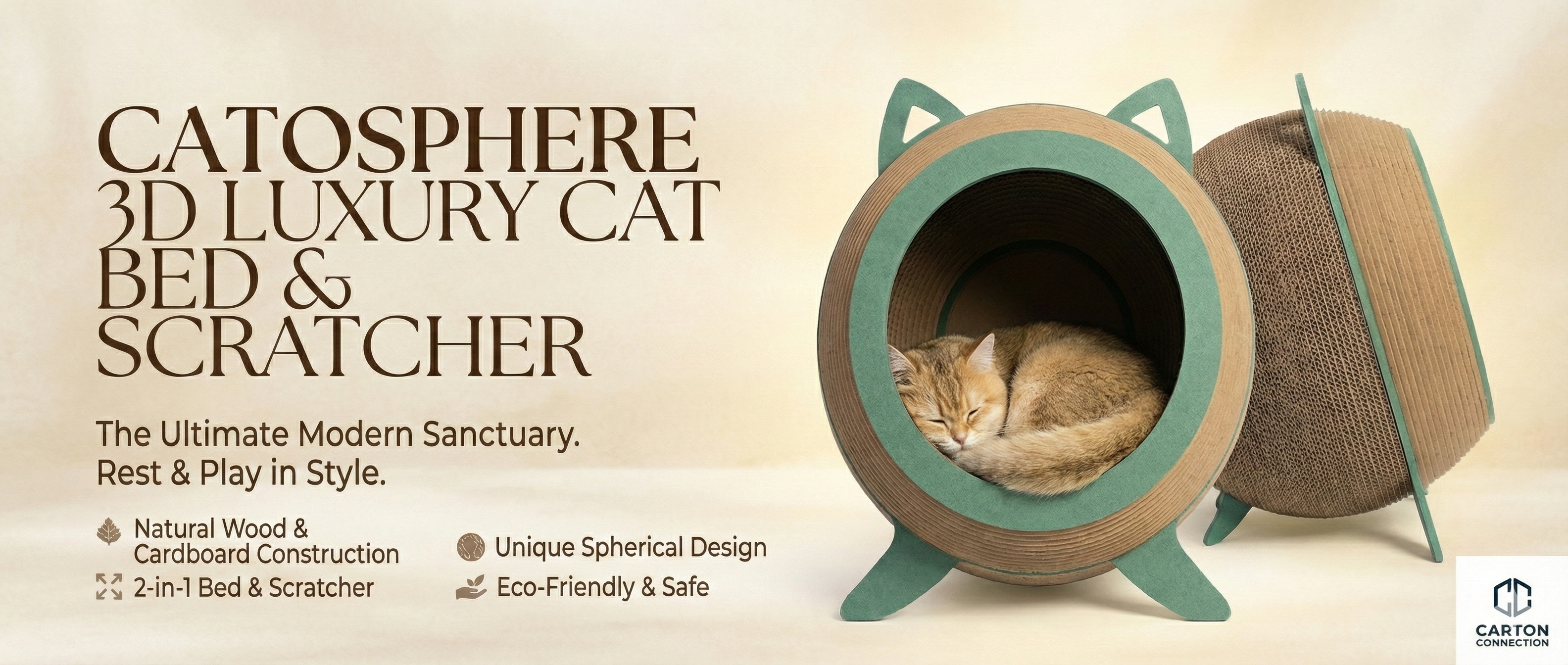 Catosphere 3D Luxury Cat Bed & Scratcher in Dynasty Green HMR