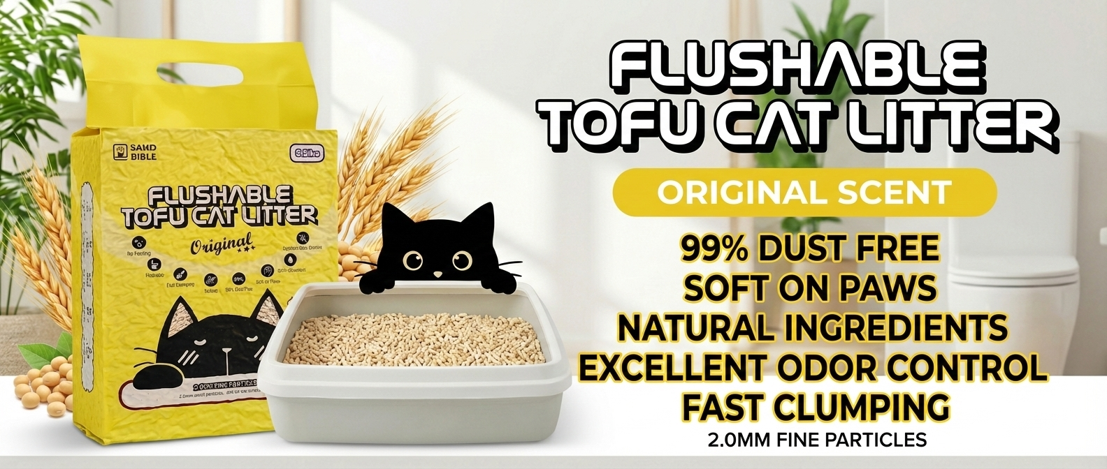 Pack of 6 Sand Bible Tofu Cat Litter - Flushable Original Formula