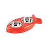 Pado Small Red Fish Shape 2 X 150 Ml Dual Stainless Steel Pet Bowl