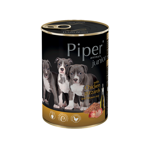 PIPER JUNIOR WITH CHICKEN GIZZARDS AND BROWN RICE 24x400 G